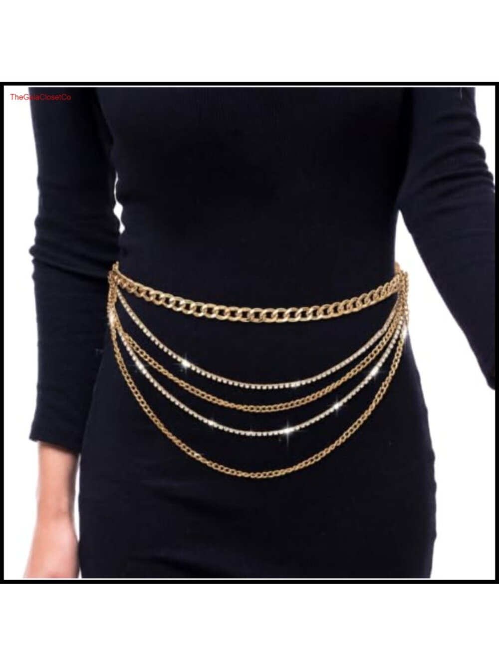 Rhinestone Chain Belt Layered Boho Waist Jewelry for Women